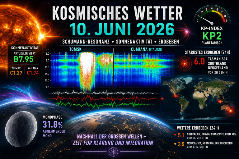 Kosmisches Wetter am 10. Juni 2026: Nachhall der großen Resonanzwelle 🌍⚡