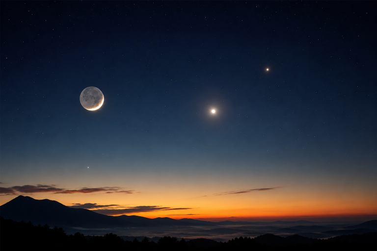 Kosmische News 17. Juni 2026: Seltene Dreifach-Begegnung von Mond, Venus und Jupiter