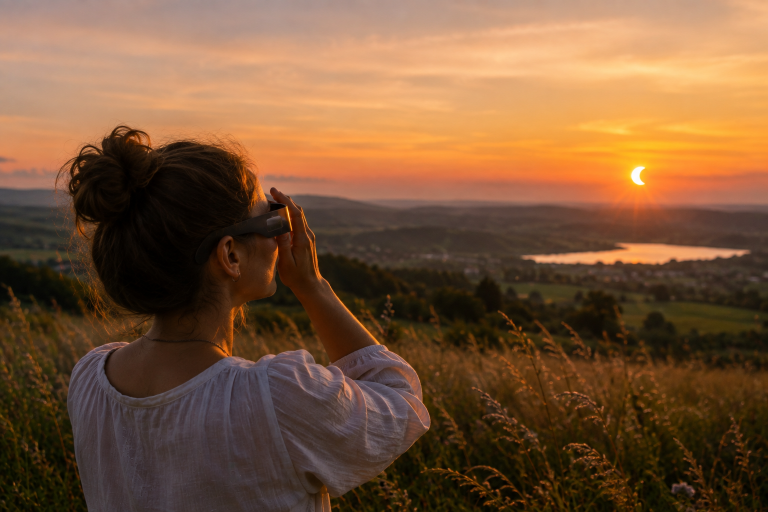 Kosmische News: Totale Sonnenfinsternis am 12. August, Perseiden bei Neumond, tiefe Mondfinsternis, Venus-Bedeckung im September & Neptun-Opposition – mit Mythen & Historie.